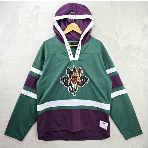 The Hundreds Crusher Hyenas Hockey Jersey Mens Large Green Purple Sewn Stitched - Picture 1 of 12